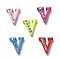 Spray Painted Zinc Alloy Slide Charms,with Crystal Rhinestone, Letter Slide Charms, Mixed Color, Letter.V, 11.5~13mm