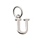 925 Sterling Silver Pendants, Letter, Letter U, 10x7x1mm, Hole: 4mm
