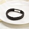 Braided Microfiber Leather Cord Bracelets for Men, with 316 Surgical Stainless Steel Polished Buckle, Stainless Steel Color, 8-1/4 inch(20.8cm)