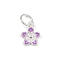 925 Sterling Silver Enamel Flower Charms, with Jump Rings, Silver Color Plated, Violet, 10x8x1.5mm, Hole: 4.5mm