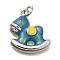 Brass Enamel Pendants, with Jump Ring, Long-Lasting Plated, Lead Free & Cadmium Free, Rack Plating, Horse Charm, Platinum, 18x16.5x3mm, Hole: 3.6mm