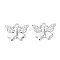 Brass Charms, Cadmium Free & Lead Free, Butterfly Charms, 925 Sterling Silver Plated, 7.5x9.5x0.8mm, Hole: 1mm