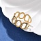 Hollow Oval Rectangle 304 Stainless Steel Open Cuff Ring for Women, Golden, Golden, 9mm, Inner Diameter: Adjustable