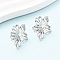 304 Stainless Steel Stud Earrings, Cadmium Free & Nickel Free & Lead Free, Stainless Steel Color, Flower, 21x21.5mm