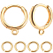 20Pcs Brass Huggie Hoop Earring Findings, with 20Pcs 304 Stainless Steel Open Jump Rings, Real 18K Gold Plated, 20 Gauge, 14x12mm, Hole: 2mm, Pin: 0.8mm