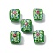 Handmade Lampwork Beads, Rectangle with Flower, Green, 14.5x12.5x8.5mm, Hole: 2.5mm