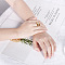 Roman Numerals 304 Stainless Steel & Crystal Rhinestone & Natural Shell Finger Rings, Golden, US Size 7(17.3mm)
