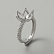 Adjustable Brass Ring Findings, Flower Prong Settings, for Half Drilled Beads, Platinum, Inner Diameter: US Size 8 1/2(18.5mm), Tray: 12mm