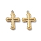 304 Stainless Steel Charms, Cross Charm, Ion Plating(IP), Real 18K Gold Plated, 14.5x10x1.5mm, Hole: 1.2mm