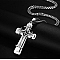 Stainless Steel Box Chains Necklaces, with Alloy Pendants, Cross, Stainless Steel Color, 23.62 inch(60cm)