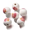 Valentine's Day Element Printed Wood Beads, Round, WhiteSmoke, 16mm, Hole: 4mm