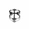 Alloy Punk Cross Open Cuff Rings for Men, Antique Silver