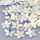 プラスチックスパンコールビーズ  スパンコールビーズ  花  透明  10x10.5x0.5mm  穴：1mm  約16000個/500g PVC-R012-01190-1