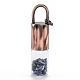 ガラスローラーボトル  天然ラピスラズリローラーボールとチップ付き  エッセンシャルオイルの香水瓶  赤銅真鍮のボトルキャップ  62.5x16mm  穴：10x14mm  丸カン：8x1ミリ G-F701-01B-1