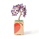 Árbol del dinero del corazón decoraciones de exhibición de bonsái de amatista natural DJEW-G027-16RG-01-3