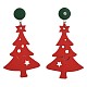 Christmas Tree Dyed Poplar Wood Dangle Stud Earrings EJEW-JE03359-02-2