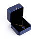 Puレザーネックレスギフトボックス  金メッキの鉄製ボタンとベルベットが内側に  結婚式のための  ジュエリー収納ケース  ブルー  7.1x7.1x4.9cm X-LBOX-L005-D01-3