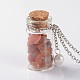 Cute Design Glass Wishing Bottle Pendant Necklaces NJEW-JN01090-3