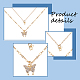 ANATTASOUL 2Pcs 2 Colors Crystal Rhinestone Butterfly Pendant Double Layer Necklaces Set NJEW-AN0001-23-3
