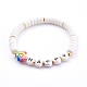 Bracelets extensibles en perles d'argile polymère pour la Saint-Valentin BJEW-JB05944-1
