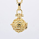 Golden Plated Brass Cage Pendants KK-L040-21G-12-1