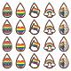 40Pcs 5 Styles Rainbow Printed Aspen Wood Big Pendants WOOD-CJ0001-69-1
