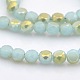 Half Golden Plated Frosted Imitation Jade Glass Faceted Flat Round Beads Strands EGLA-A033-F4mm-HP03-1