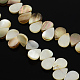 Brins de perles de coquillage blanc naturel en forme de larme plate BSHE-Q025-17A-1