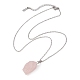Ожерелья с подвесками из самородков из натурального розового кварца NJEW-JN04507-02-5