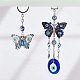 GORGECRAFT 2Styles 2PCS Evil Eye Car Hanging Ornament Butterfly Pendant Hanging Blue Evil Eye Charm Car Rear View Mirror Hanging Accessories for Car Interior Decoration Home Window Office Garden HJEW-GF0001-28-5