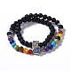 Two Loops Natural Lava Rock & Natural/Synthetic Mixed Stone Beads Warp Stretch Bracelets BJEW-JB04223-01-1