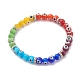 Regenbogen runder böser Blick Bunte Malerei Stretch-Perlenarmbänder für Kinder BJEW-JB05940-1