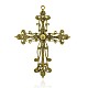 Latina croce d'oro antico placcato rhinestone della lega grandi ciondoli RB-J144-05AG-2