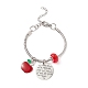 Bracelet à breloques pomme en alliage avec perles de verre BJEW-TA00199-1