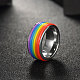 316l arcobaleno in acciaio al titanio anelli a larga banda alla moda RJEW-BB07180-7B-4