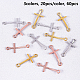 CHGCRAFT 60pcs Sideways Cross Alloy Connector Charms Mixed Color Links for DIY Bracelet Necklace Jewelry Craft Making PALLOY-CA0001-04-2