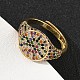 Манжеты из латуни с микро паве кубический цирконий для женщин RJEW-A069-13G-01-3