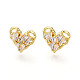 Серьги-гвоздики в форме сердца из кубического циркония EJEW-G353-03G-1