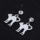201 orecchini pendenti a forma di gattino in acciaio inossidabile EJEW-T008-JN744-2