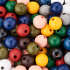 220Pcs 11 Colors Painted Natural Wood European Beads WOOD-TA0001-54-4
