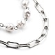 Collares de cuentas de perlas de imitación de plástico blanco y conjuntos de collares de cadena de clip de hierro NJEW-JN03059-2