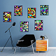 化学繊維の油彩キャンバスの絵画  家の壁の装飾  長方形  ロックンロールのテーマ  250x200mm  6スタイル  1個/スタイル  6個/セット AJEW-WH0173-079-4