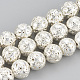 Brins de perles de pierre de lave naturelle galvanisées G-T061-55E-12mm-1
