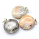 Flat Round Dyed Natural Crazy Agate Pendants G-Q370-18-2