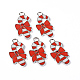 合金エナメルチャーム  カドミウムフリー＆鉛フリー  ラインストーン付き  クリスマス松葉杖  赤と白  プラチナカラー  27x14x3mm  穴：3mm X-ENAM-S004-1-1