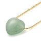 Ожерелье с подвеской в форме сердца из натурального зеленого авантюрина и цепочками из золотого сплава NJEW-G116-01C-1