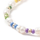 Pulsera elástica con cuentas de perlas naturales y semillas de colores para mujer BJEW-JB09217-4