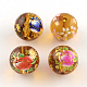 Mixed Flower Picture Printed Glass Round Beads GFB-R004-12mm-M12-2