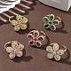 Кольца-манжеты из цветочной латуни с микропаве из кубического циркония для женщин RJEW-A069-14G-1