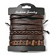 6Pcs 6 Style Adjustable Braided Imitation Leather Cord Bracelet Set with Waxed Cord for Men BJEW-F458-12-6